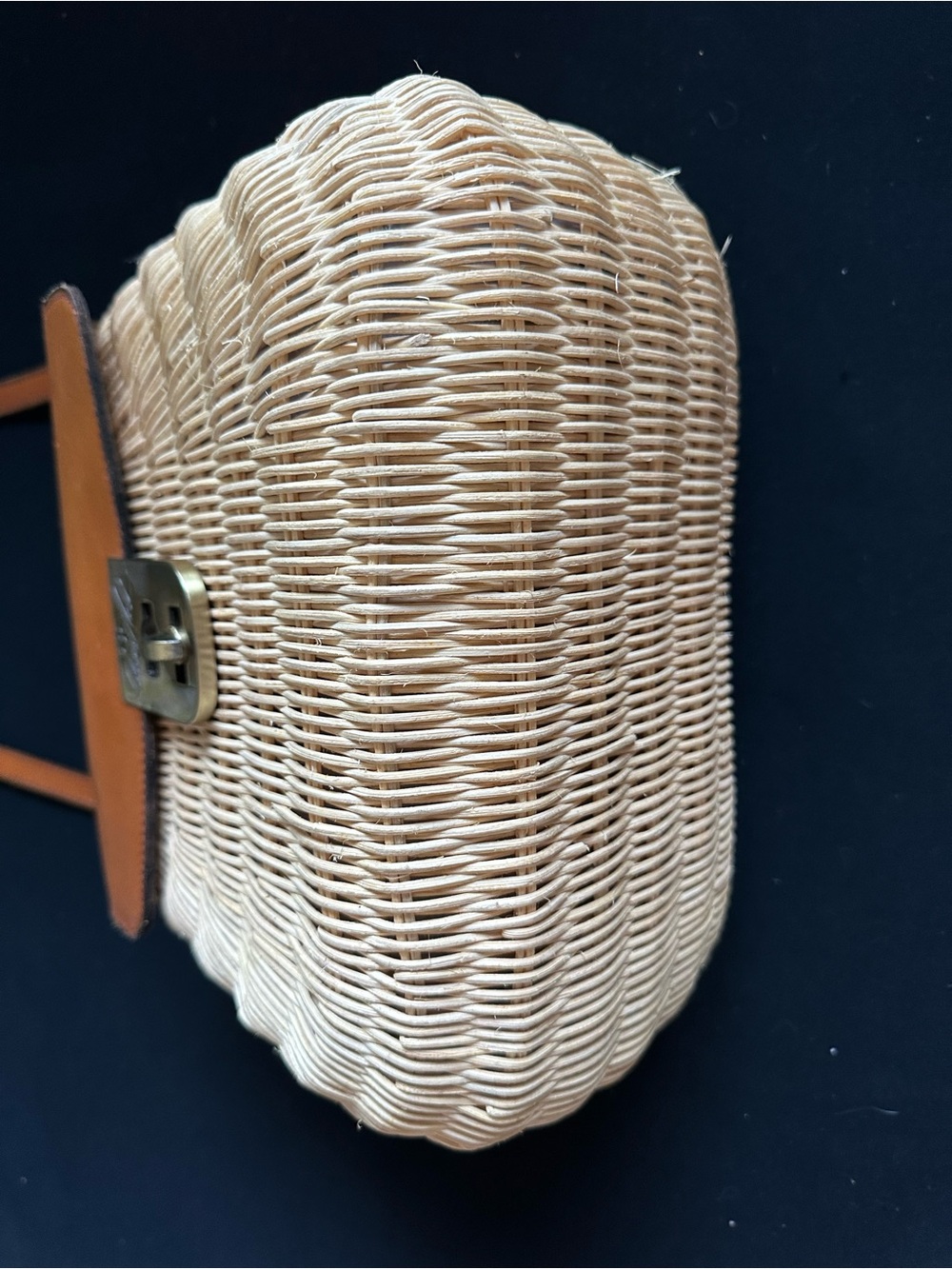 Patricia Nash Tan Leather & Woven Straw Crossbody Bag basket satchel - Picture 7 of 16